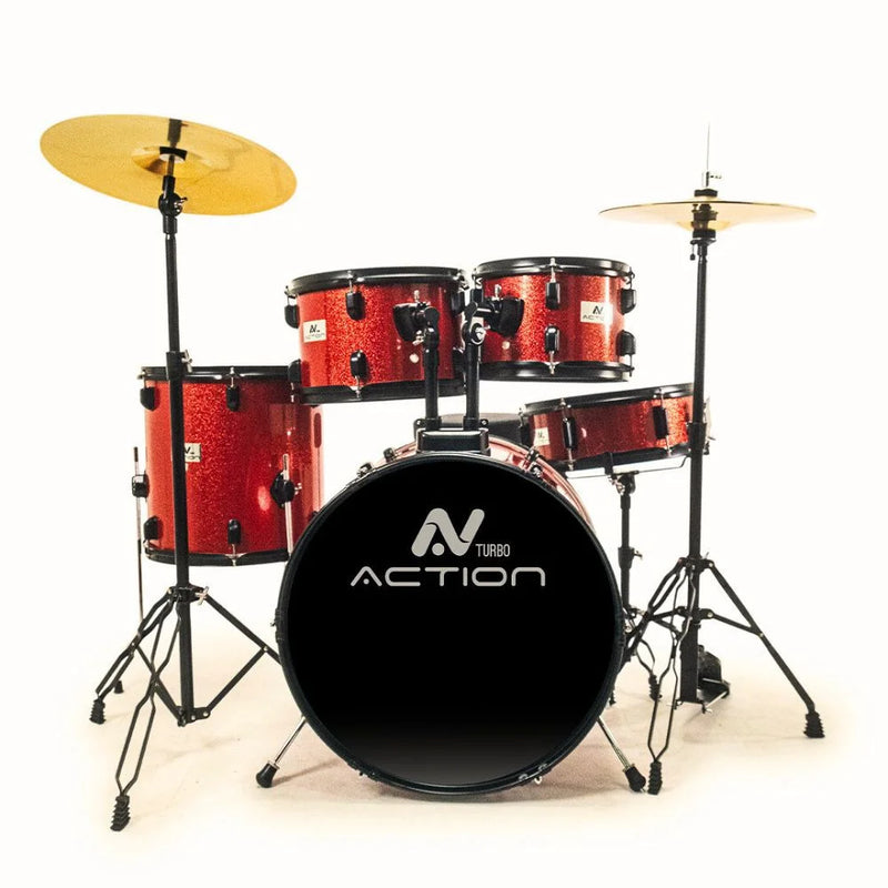 Bateria Acústica Turbo Action 20 Vermelho Sparkle