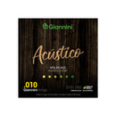 Encordoamento Violão Aço 010 Giannini Acústico Bronze 65/35