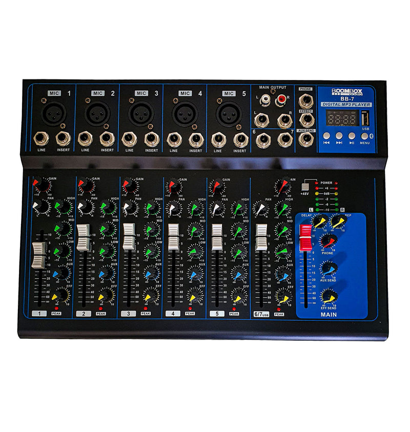 Mesa de som PZ 7 canais BB7 usb bluetooth display digital