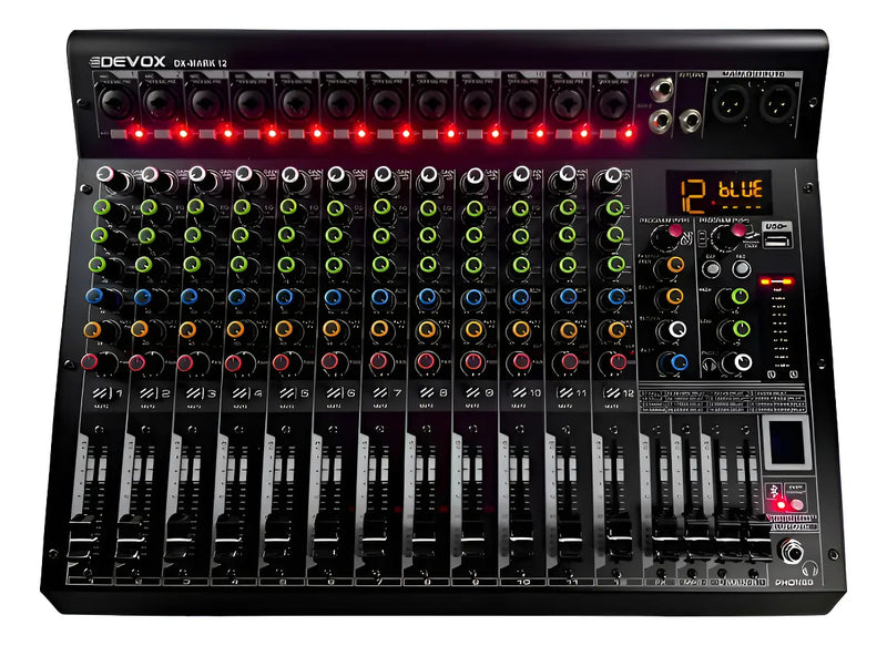 Mesa de som 12 canais Devox DX-MARK 12 Bluetooth/USB (Usado)
