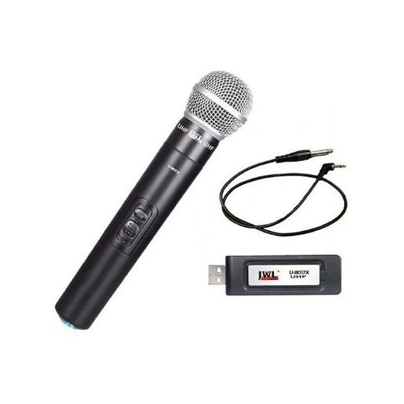 Microfone Sem Fio Original JWL UHF Usb U-8017x Profissional
