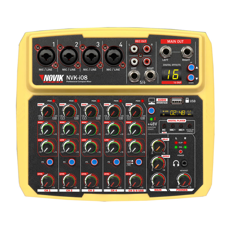 Mesa de Som 4 Canais com Interface USB Novik NVK I08 BT