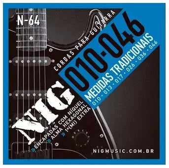 Encordoamento de Guitarra NIG N64 010 + Mi extra e Palheta
