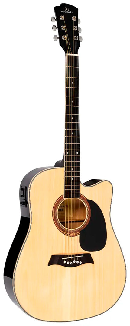 Violão Michael VMF361 Elétrico Folk Cutway Natural Brilhante