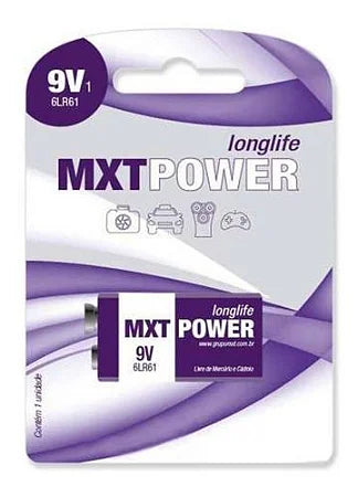 Bateria Alcalina 9v 6lr61 Mxt Blister Com 1 Unidade