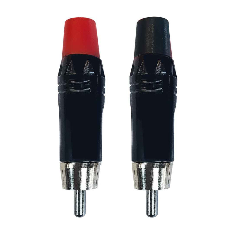 Conector Plug RCA Macho de Metal MXT Preto e Vermelho