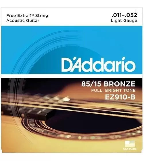 SP064 - Encordoamento para Violão Aço Daddario 011 EZ910-B (Exclusivo Studio Peek)