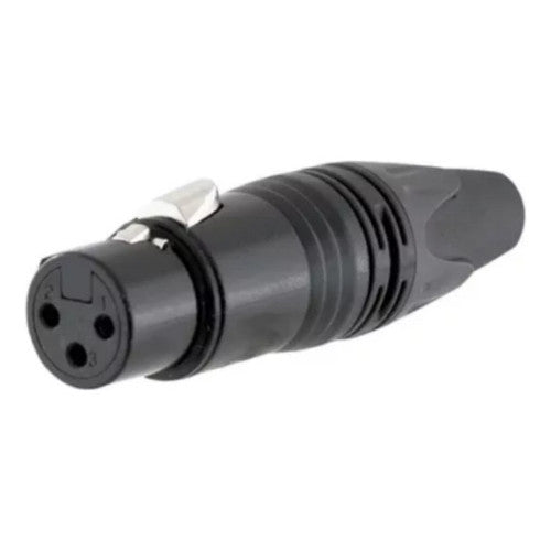 Plug Xlr Cannon Femea de Metal Profissional - MXT Preto C30fn3b