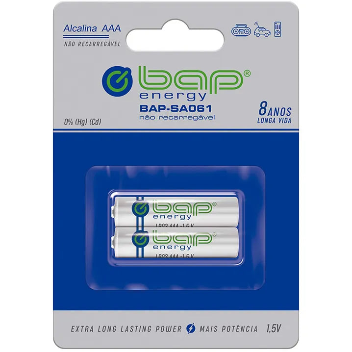 Pilha Alcalina AAA 1.5 v Com 2 Bap SA061