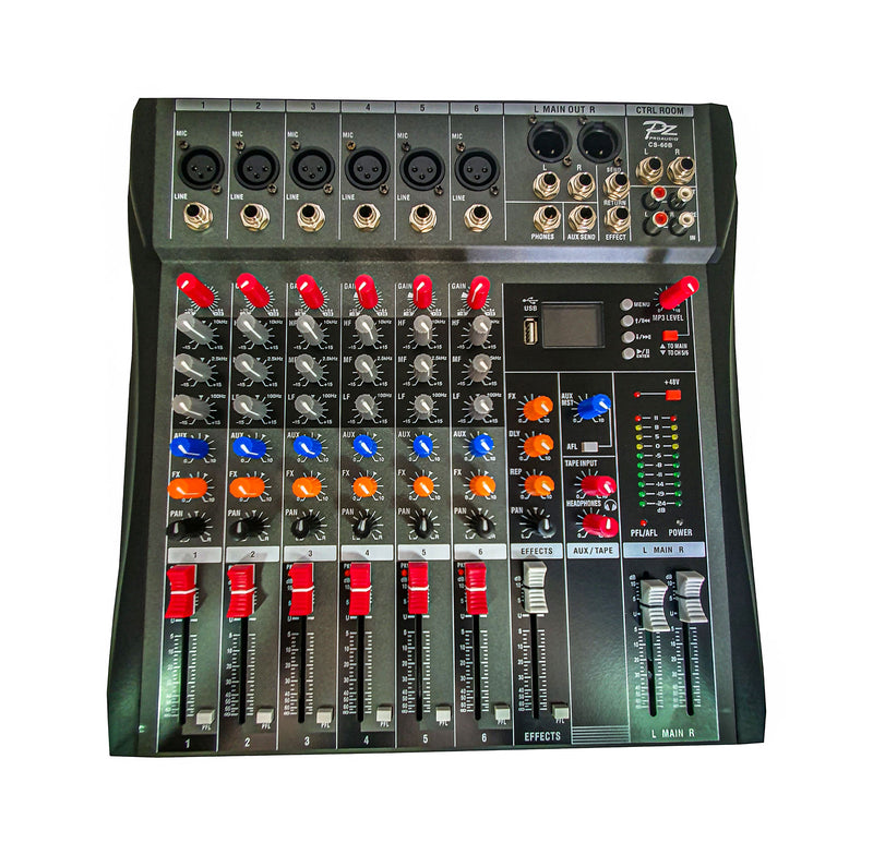 Mesa de som PZ 6 canais CS60B USB MP3 e Efeitos