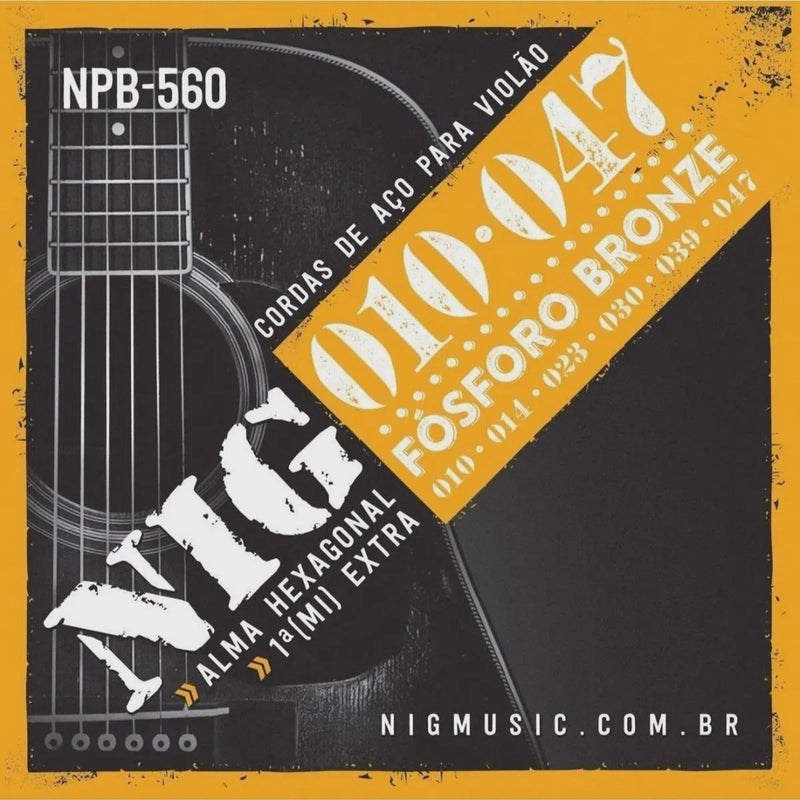 Encordoamento de Violão NIG NPB560 010 + Mi extra