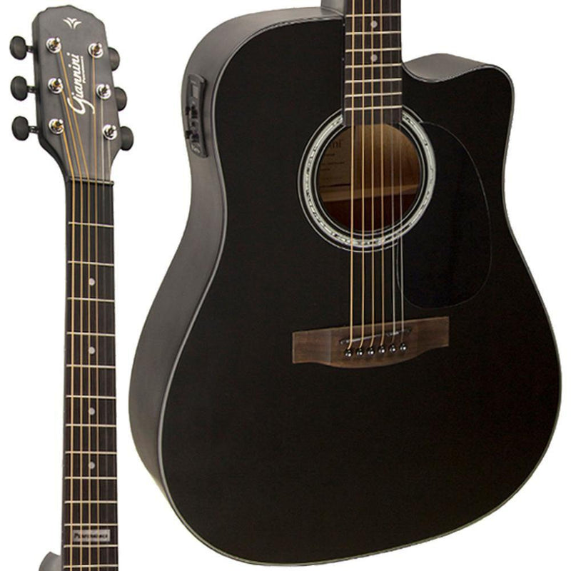 Violão Giannini gf1d sbk preto fosco satin eletrico aco folk (saldo)