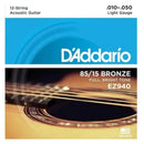 Encordoamento DAddario Violão 12 Cordas aço 010 EZ940