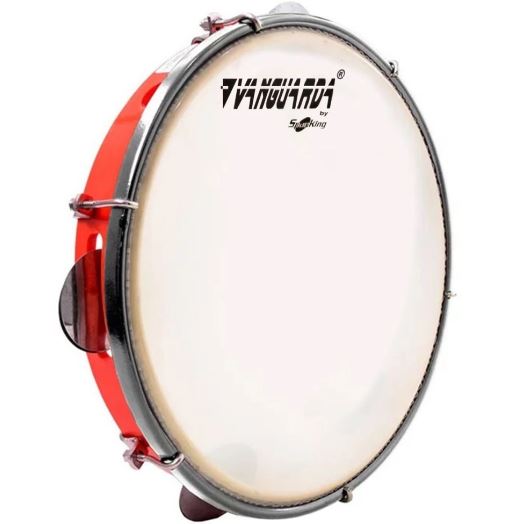 Pandeiro Vanguard Spanking Abs Vermelho 10 Pele Leitosa