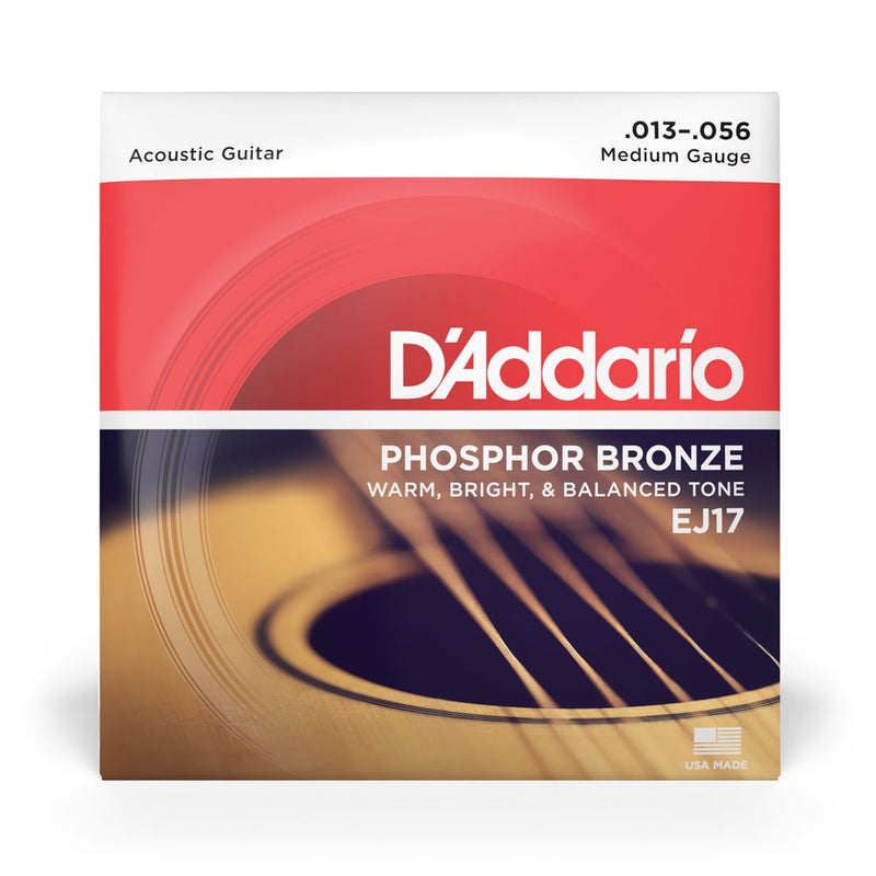 Encordoamento DAddario Violão aço 013 EJ17 + (Mi) Extra