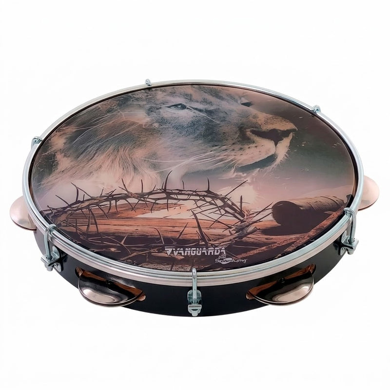Pandeiro Vanguard ABS 10 Preto Pele Leitosa Leão
