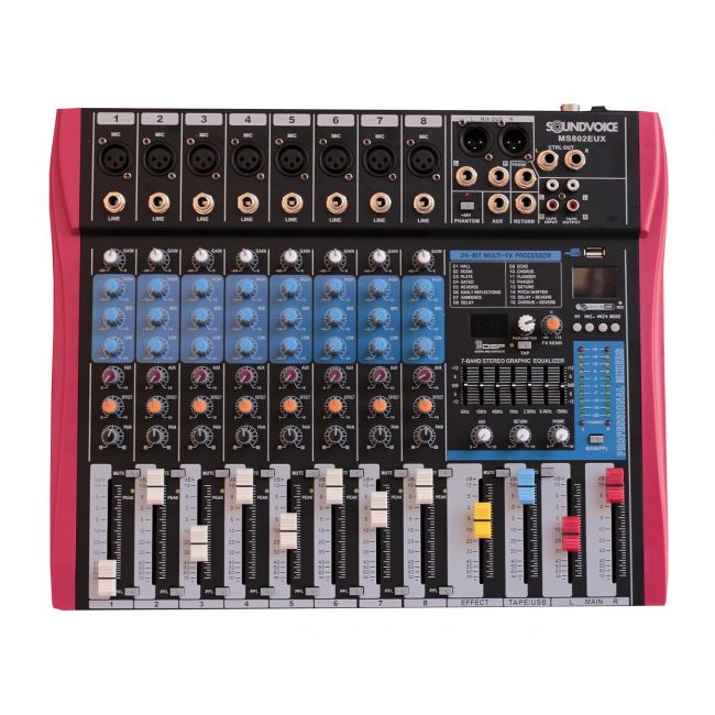 Mesa de Som Soundvoice 8 Canais Ef/eq Ms802 Eux