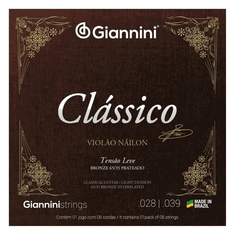 Encordoamento Violão Náilon Giannini Clássico Tensão Leve