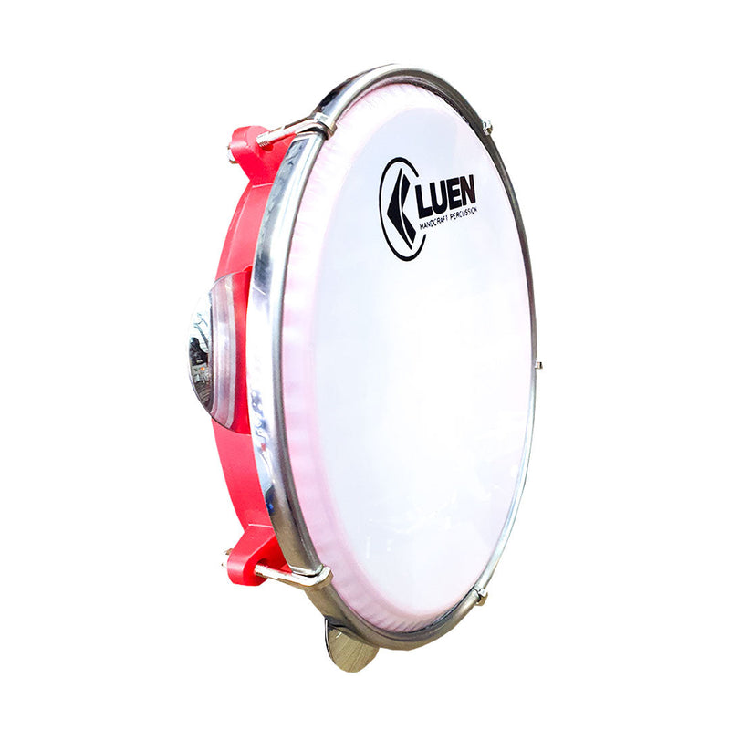 Pandeiro 8 Abs Leitosa Luen Junior Vermelho Platinela Inox