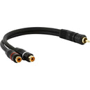 Cabo Y 2 RCA Femea + 1 RCA Macho 5MM Preto e Dourado 25CM