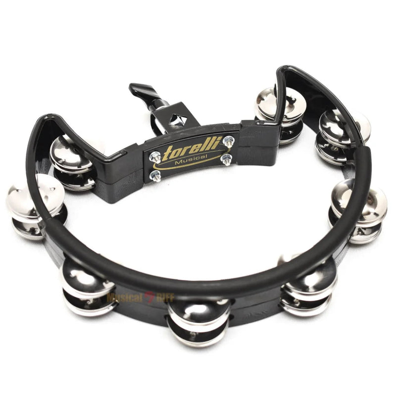 Pandeirola Meia Lua Com Clamp Preta Tp323 Torelli