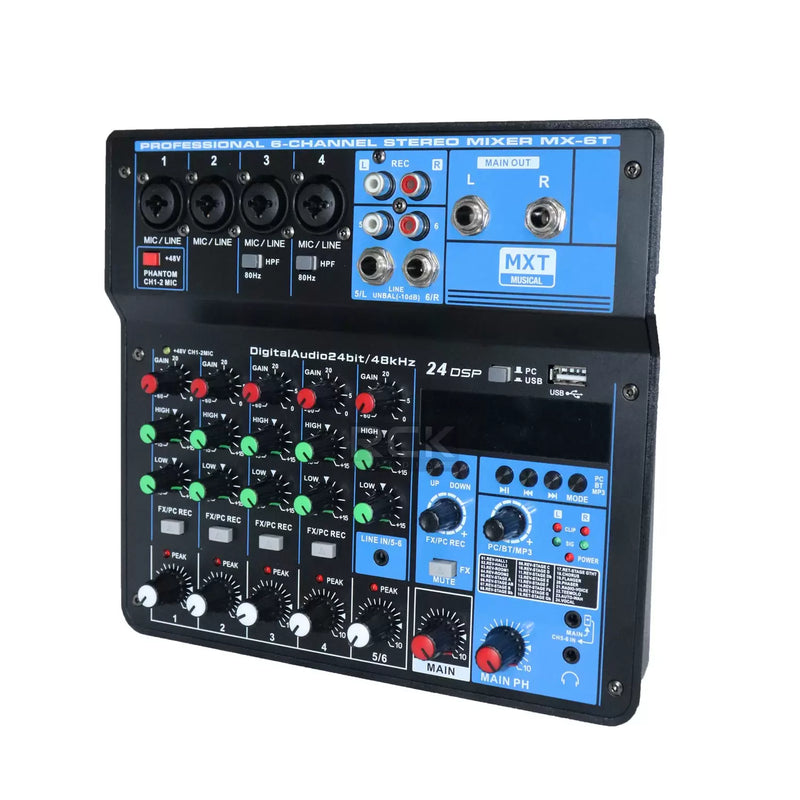 Mesa Som 6 Canais Bluetooth Interface Usb Mxt Mx-6t