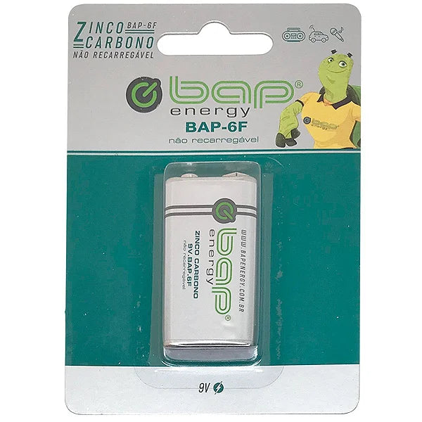 SP026 - Bateria 9V Comum Zinco Carbono BAP-6F (Exclusivo Studio Peek)