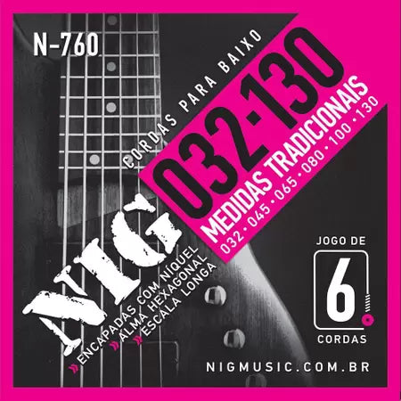 Encordoamento de Contrabaixo 6 Cordas NIG N760 0.45