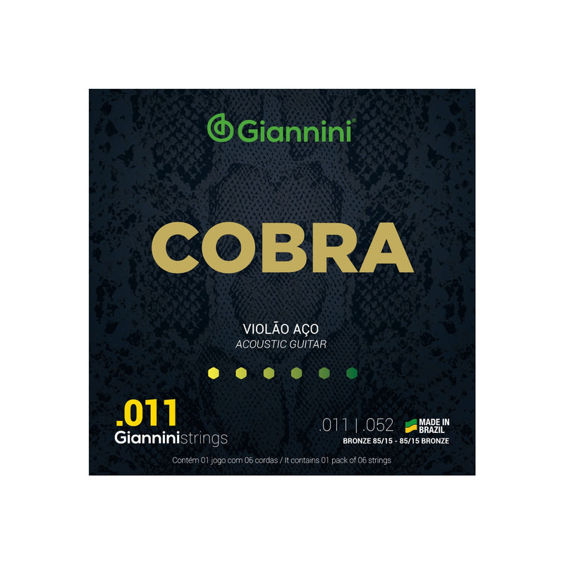 Encordoamento para Violão Aço 011 Giannini Cobra Bronze