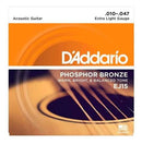 Encordoamento DAddario Violão aço 010 EJ15 + (Mi) Extra