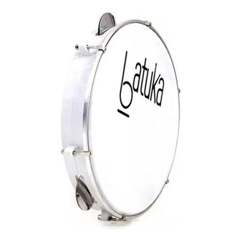 Pandeiro 10 Abs Plat Inox Pele Leitosa Batuka Branco
