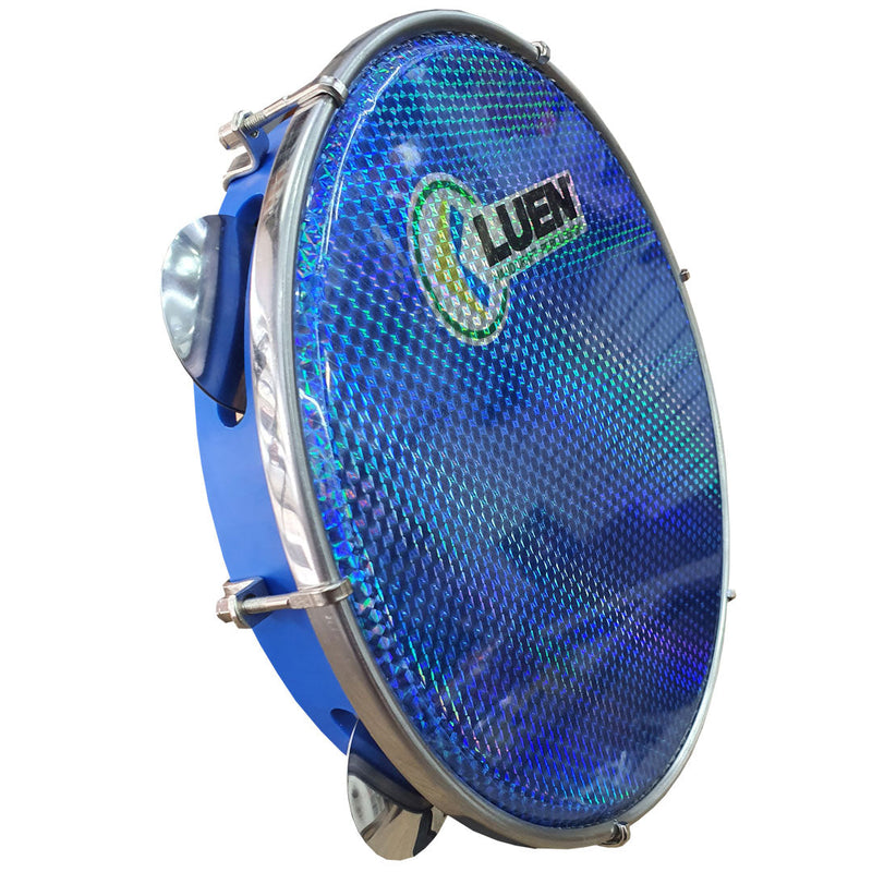 Pandeiro Luen ABS 10 Polegadas Pele Holográfica Azul