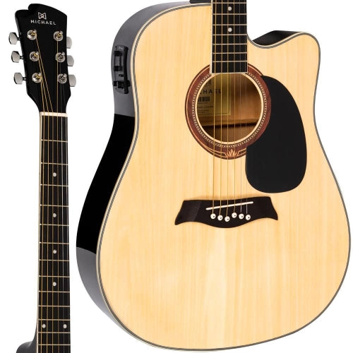 Violão Michael VMF361 Elétrico Folk Cutway Natural Brilhante (SALDO)