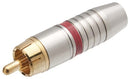 Conector Plug RCA MXT 6mm Profissional Estriado Dourado Verm