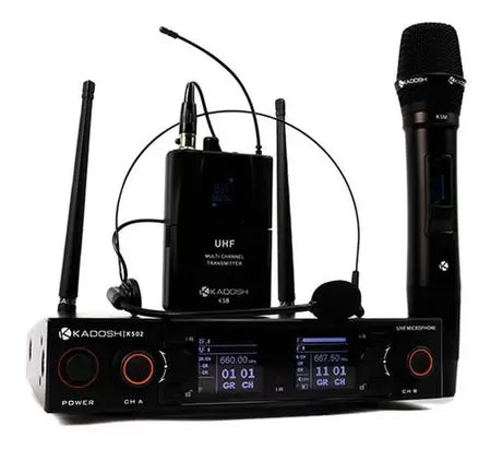 Sistema De Microfones Kadosh Sem Fio K-502c Headset e Bastão