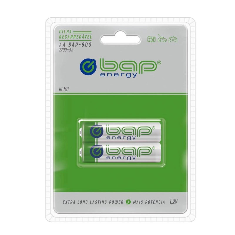 Pilha Recarregável AA 1.2v 2700mah Com 2 Unidades Bap600