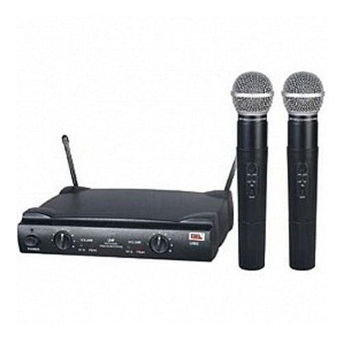 Microfone Sem Fio Mão Duplo UHF JWL U-585