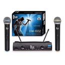 Microfone Sem Fio Profissional Uhf Dylan Dw-602 Duplo Mão