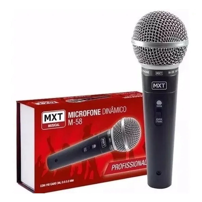 Microfone com Fio Dinâmico Profissional MXT M-58 3M M58