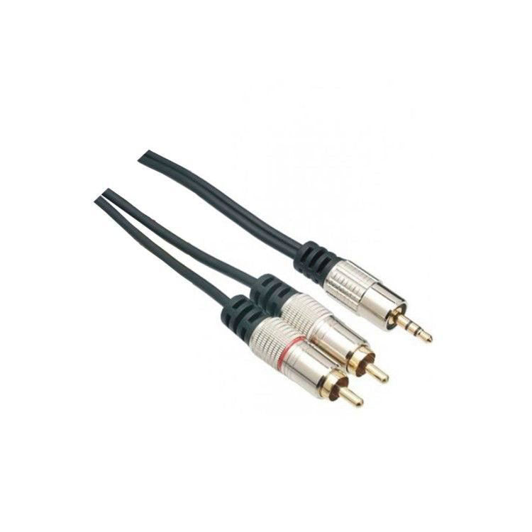 Cabo P2 Estéreo x 2 Rca 4mm Profissional Dourado 24k 1,8m