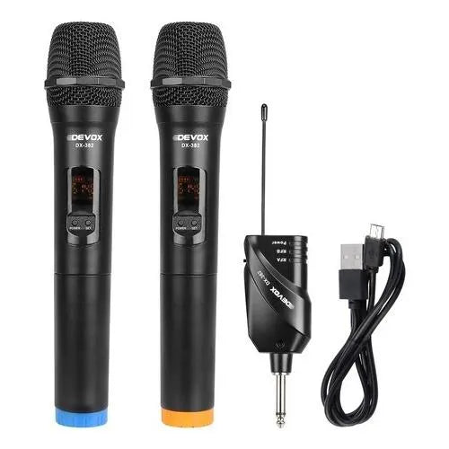 Microfone Sem Fio Duplo Portátil Devox Dx-382