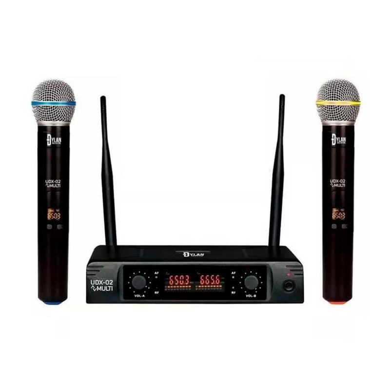 Microfone Sem Fio Dylan Udx-02 Multi UHF Duplo