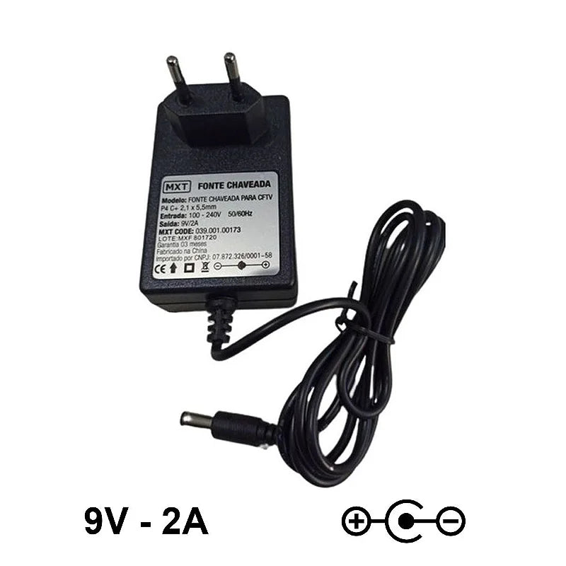 Fonte 9V para Teclado e Pedal 2 Amperes MX-09V2.0A
